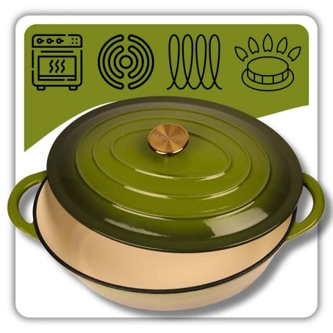 EMALIOWANA BRYTFANNA ŻELIWNA GĘSIARKA 6L HAGE OLIWKOWA