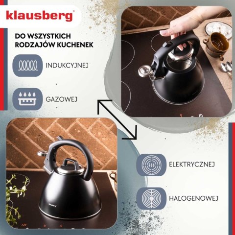 CZAJNIK STALOWY Z GWIZDKIEM 2,5L KLAUSBERG KB-7952