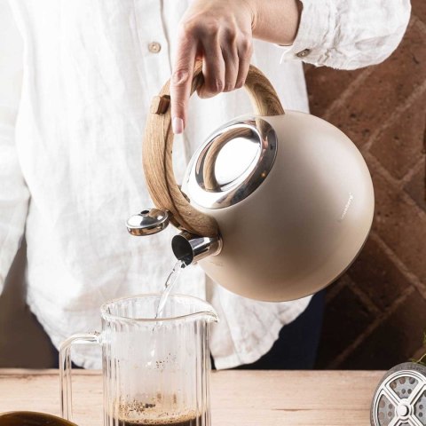 CZAJNIK STALOWY Z GWIZDKIEM 3L KLAUSBERG KB-7956 BEŻOWY MAT