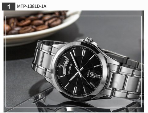 Casio ZEGAREK MĘSKI CASIO MTP-1381D-1AVDF (zd076a) + BOX