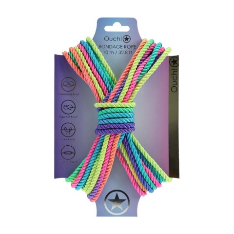 SHOTS Polyester Bondage Rope - 32.8 ft / 10 m - Multicolor Bright
