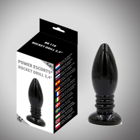 POWER ESCORTS Rocket drill 3,4 inch black anal plug 3,4 inch / 8,7 cm