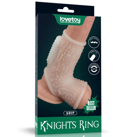 LoveToy - Boys of Toys Sp. z o.o. (dystrybutor) Vibrating Drip Knights Ring with Scrotum Sleeve (White)