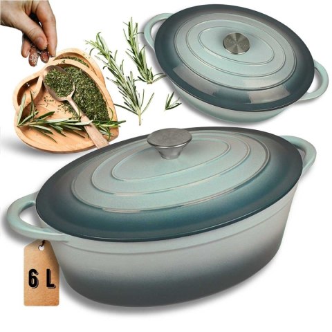 EMALIOWANA BRYTFANNA ŻELIWNA GĘSIARKA 6L HAGE MIĘTOWA