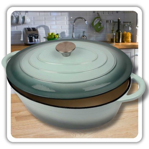 EMALIOWANA BRYTFANNA ŻELIWNA GĘSIARKA 6L HAGE MIĘTOWA