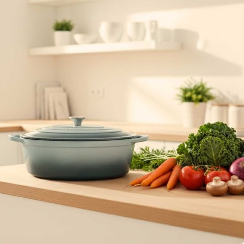 EMALIOWANA BRYTFANNA ŻELIWNA GĘSIARKA 6L HAGE MIĘTOWA