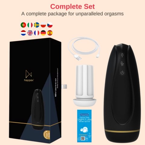 Intimate Distribution Masturbator - Nappex™ Branco Black - Premium Mastubators (10 Languages