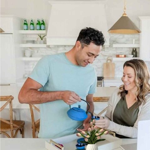 ZAPARZACZ ŻELIWNY DZBANEK NIEBIESKI 900ml Z FILTREM i FILIŻANKAMI PREZENT