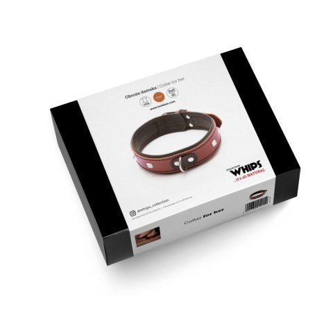 WHIPS - PPH GRAS Wiązania-WHIPS obroża damska bez smyczy, koniakowa