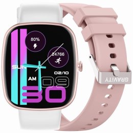 Gravity Smartwatch Damski GRAVITY GT18-2 Różowy Pasek Silikonowy + Biały Pasek
