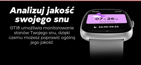 Gravity Smartwatch Damski GRAVITY GT18-2 Różowy Pasek Silikonowy + Biały Pasek