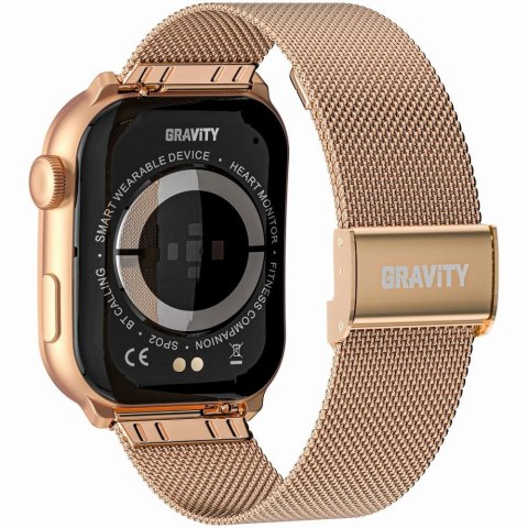Gravity Smartwatch Damski GRAVITY GT28-8 Pasek + Bransoleta Różowe złoto Granatowy