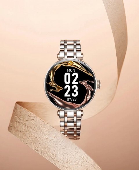 Gravity Smartwatch Gravity Różowe Złoto-srebrny Różowy 2 Paski GT26-4