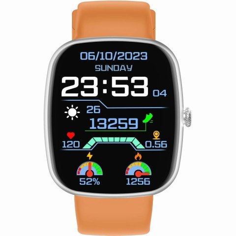 Gravity Smartwatch Męski GRAVITY GT18-4 Pomarańczowy Pasek Silikonowy + Czarny Pasek