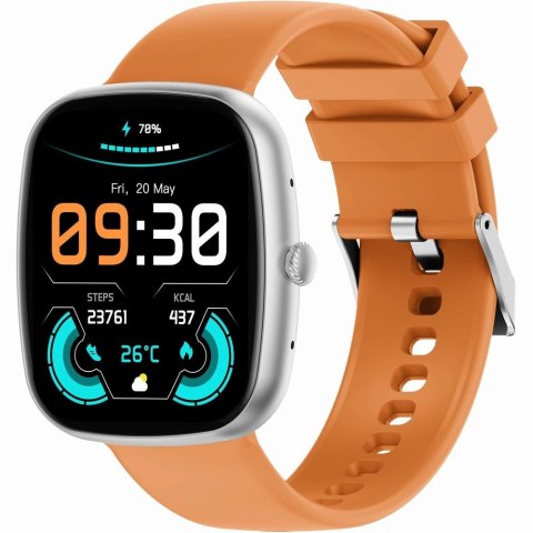 Gravity Smartwatch Męski GRAVITY GT18-4 Pomarańczowy Pasek Silikonowy + Czarny Pasek
