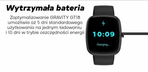 Gravity Smartwatch Męski GRAVITY GT18-4 Pomarańczowy Pasek Silikonowy + Czarny Pasek