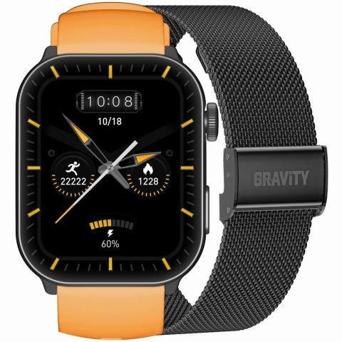 Gravity Smartwatch Męski GRAVITY GT28-2 Pasek + Bransoleta Pomarańczowo Czarny