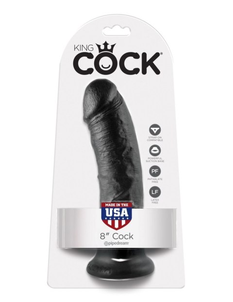 8' Cock Black Dildo Czarne 20Cm King Cock