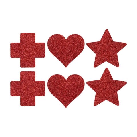 SHOTS Nipple Cover Set - Cross Star Heart - Red