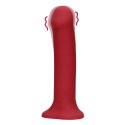 SHOTS Non-Phallic Vibrating Dildo - Large - Raspberry Red