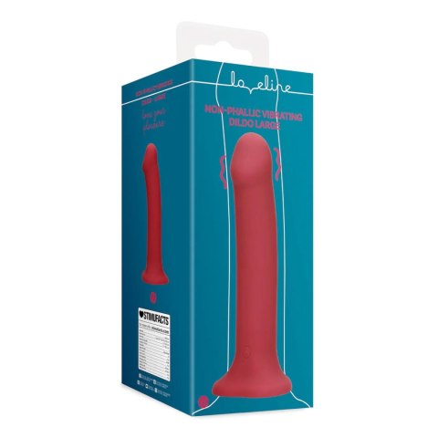 SHOTS Non-Phallic Vibrating Dildo - Large - Raspberry Red