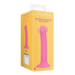 SHOTS Non-Phallic Vibrating Dildo - Medium - Powerful Pink