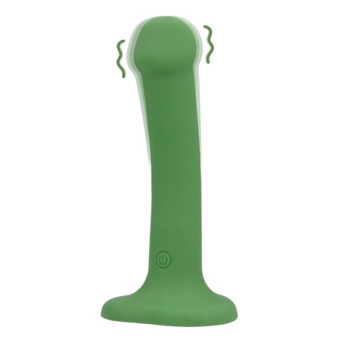 SHOTS Non-Phallic Vibrating Dildo - Small - Forest Green