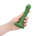 SHOTS Non-Phallic Vibrating Dildo - Small - Forest Green