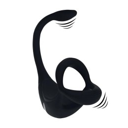 SHOTS Remote Control Vibrating Silicone Tri O Cockring with Prostate Stimulator - Black