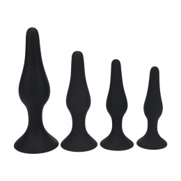 SHOTS Slim Silicone Anal Plug Set of 4 - S/M/L/XL - Black