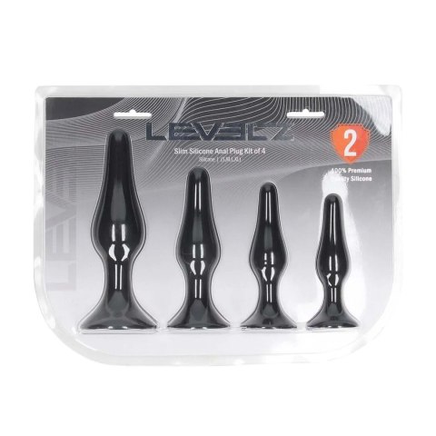 SHOTS Slim Silicone Anal Plug Set of 4 - S/M/L/XL - Black