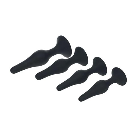 SHOTS Slim Silicone Anal Plug Set of 4 - S/M/L/XL - Black