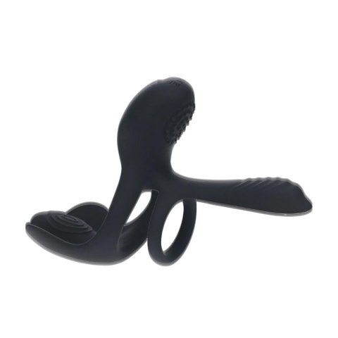 SHOTS Triple Motor Vibrating Silicone Cockring - Black
