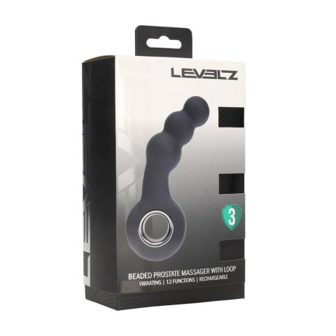 SHOTS Vibrating Beaded Silicone Prostate Massager with Loop - Black