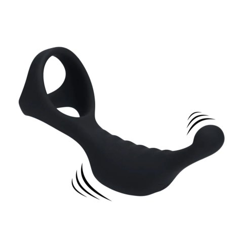SHOTS Vibrating Silicone Prostate Stimulator with Tri O Cockring - Black