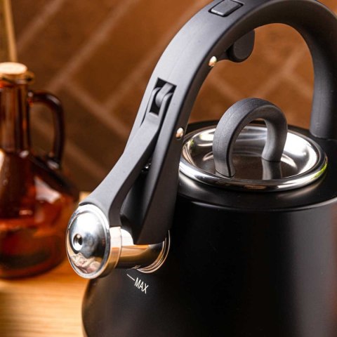CZAJNIK STALOWY Z GWIZDKIEM 2,5L KLAUSBERG KB-7948 CZARNY