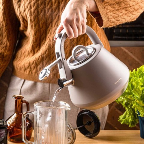 CZAJNIK STALOWY Z GWIZDKIEM 2,5L KLAUSBERG KB-7949 SZARY