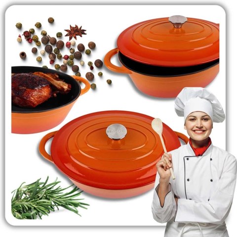 EMALIOWANA BRYTFANNA ŻELIWNA GĘSIARKA 6L HAGE ORANGE