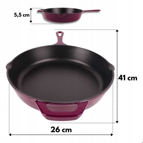 EMALIOWANA PATELNIA ŻELIWNA 26cm HAGE EGGPLANT