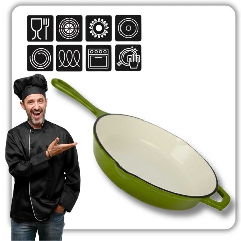 EMALIOWANA PATELNIA ŻELIWNA 26cm HAGE OLIWKOWA