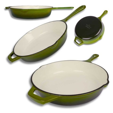 EMALIOWANA PATELNIA ŻELIWNA 26cm HAGE OLIWKOWA