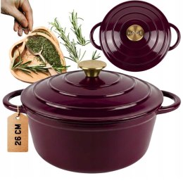 EMALIOWANY GARNEK ŻELIWNY 26cm 5L HAGE EGGPLANT