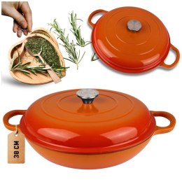 EMALIOWANY GARNEK ŻELIWNY PŁASKI 30cm 3L HAGE ORANGE