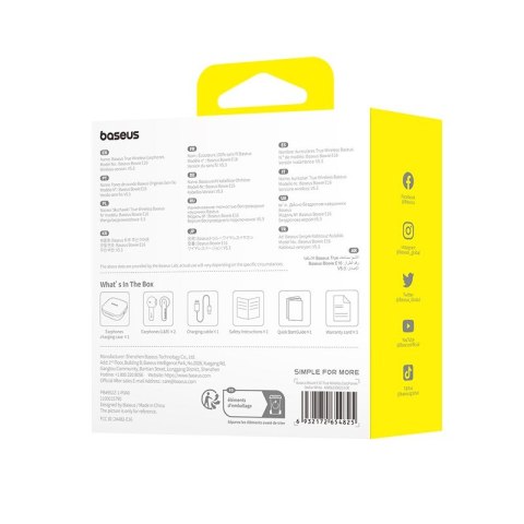 Słuchawki bezprzewodowe Baseus Bowie E16 (biały)