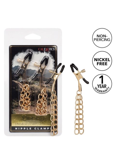 SCALA Ride Em Denim Nipple Clamps Gold