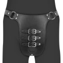 SHOTS PU Leather Chastity Belt with Straps - Black