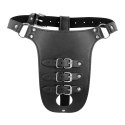 SHOTS PU Leather Chastity Belt with Straps - Black