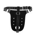 SHOTS PU Leather Chastity Belt with Straps - Black
