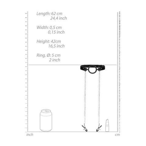 SHOTS O-Ring Ball Gag with Nipple Clamps