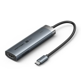 Hub 5w1 Vention USB-C 100W PD 5Gbps 4K@60Hz srebrny